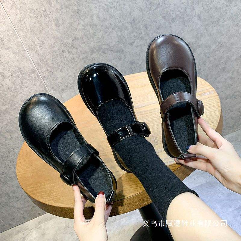 Giày Da Nhỏ Nhật Bản JK Đồng Phục Lo Lo Giày Nữ Sinh Viên Nữ Phong Cách Anh Gothic Giày Đơn Phong Cá