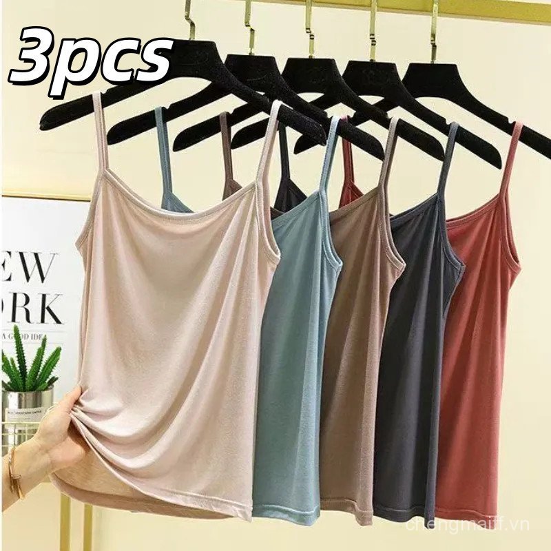 （3pcs)Áo ba lỗ nữ cotton mát BYJANE, Áo 2 dây bản to, Áo tanktop co dãn 4 chiều phù hợp đi tập - 012