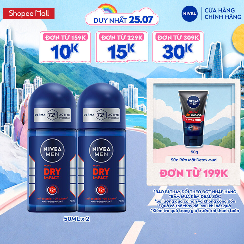 Bộ 2 Lăn Ngăn Mùi NIVEA MEN Khô Thoáng (50 ml) - 81610