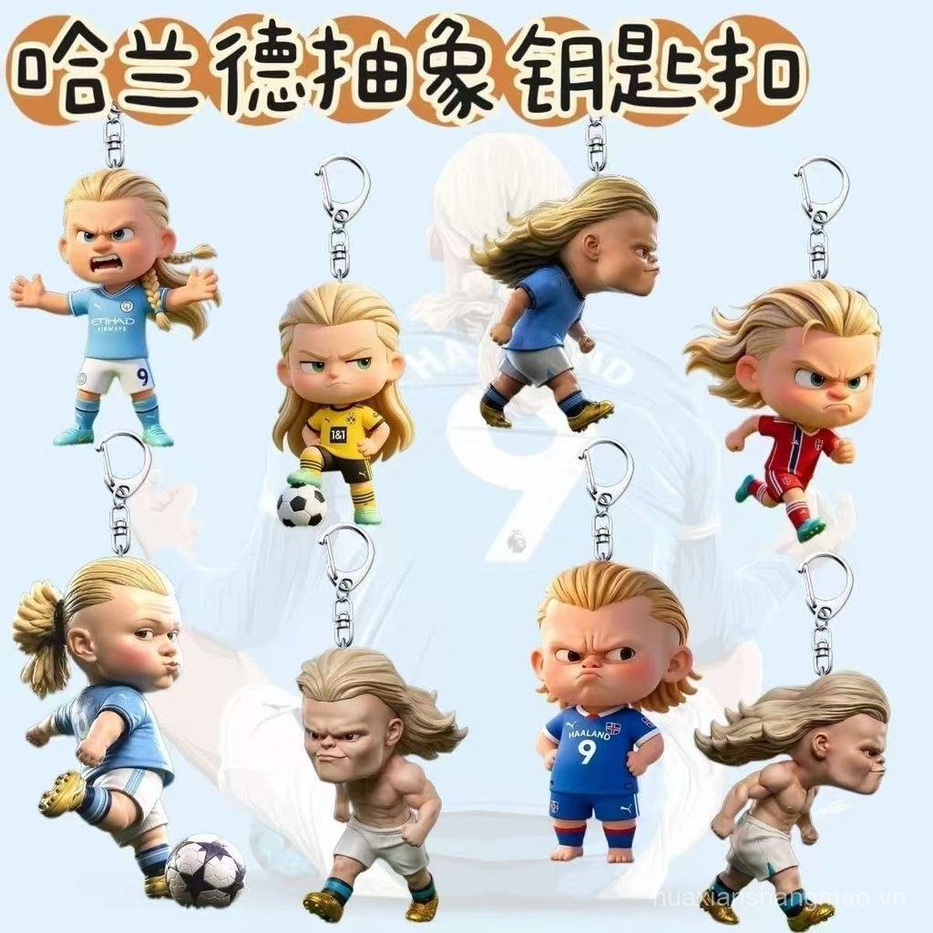 Erling Haaland Hoạt Hình Dễ Thương Acrylic Móc Khóa Fanmade Bóng Đá Ba Lô Túi Quyến Rũ Quà Tặng Học 