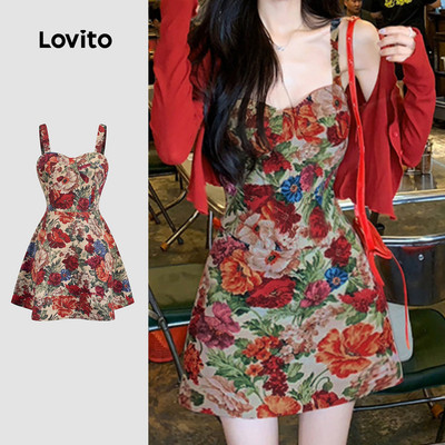 (Kỳ nghỉ) Lovito Trang phục Cổ điển Mùa Xuân/Hè Váy nhiều màu sắc cho Phụ nữ L144AD149