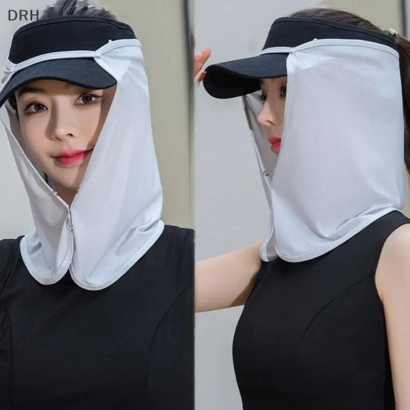 DRH Dành Cho Nam Chống Tia UV Mũ Mặt nạ Khăn Lụa Ngoài Trời Ne Bảo Vệ Mặt nạ Veil Chống Tia UV Che K