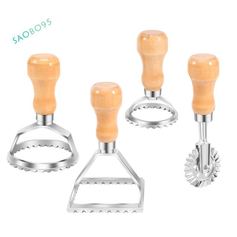 Ravioli Maker Cutter Stamp Set-Leading Dough Cutter và Press Stamps có tay cầm bằng gỗ-For Ravioli, 