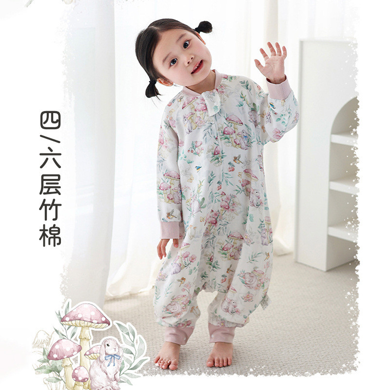 Beiyi Bốn Lớp Tre Cotton Gạc Ngủ Trẻ Sơ Sinh Xuân Hè Túi Ngủ Chống Sốc Conjoin