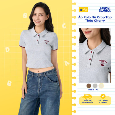[BST Comfort Me-We] Áo Polo Nữ Yody Crop Top Thêu Cherry WCPO26S011
