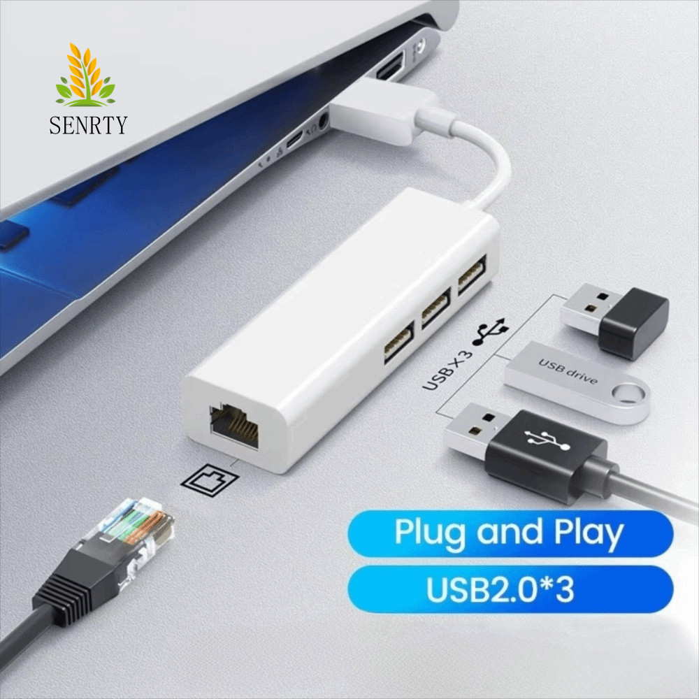 SENRTY Ethernet Adapter Card mạng, Type C USB 2.0 USB Ethernet Adapter, Adapter Hub 3 cổng 10 / 100 