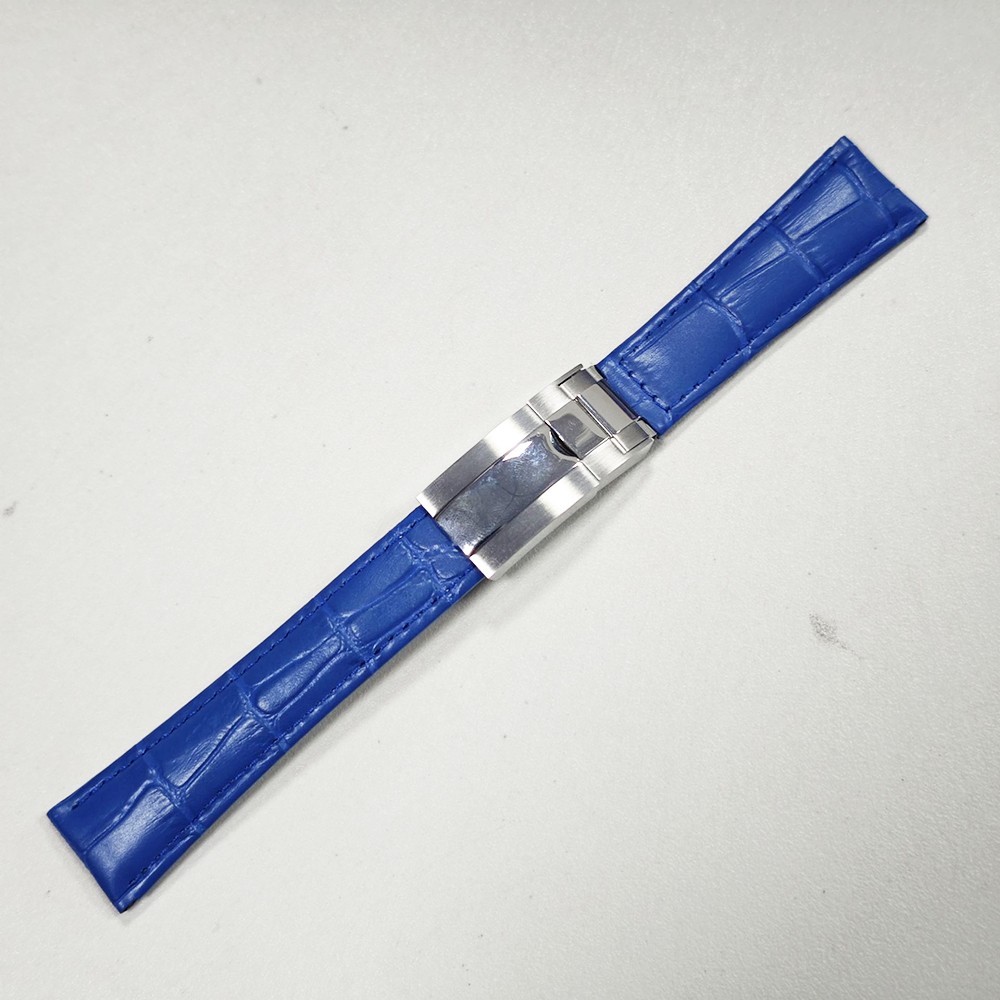 Dành cho Rolex GMT Tudor Seiko 20mm Dây đeo đồng hồ bằng da xanh Dây đeo bằng thép Oyster