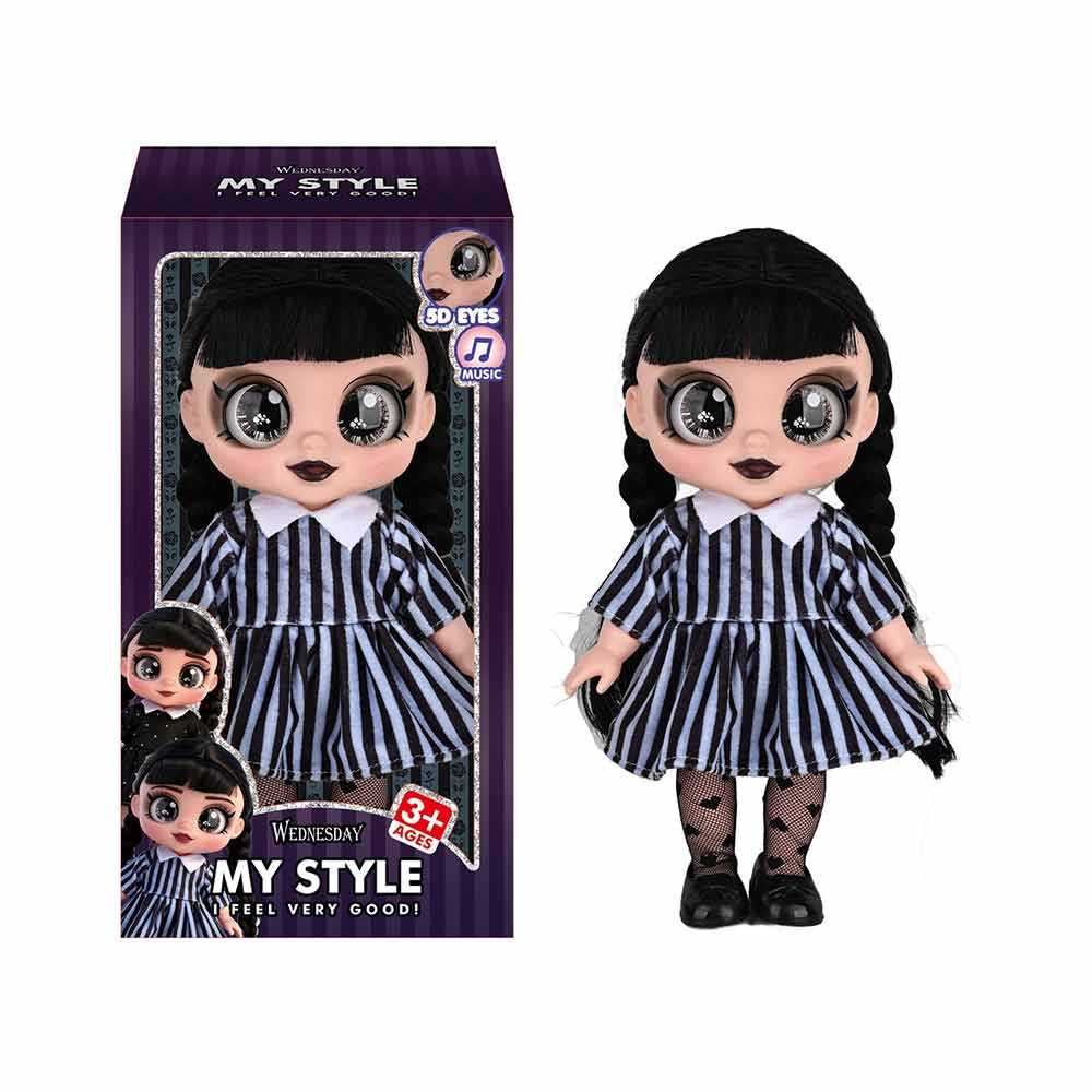 My Style Christmas Wednesday Addams Musical Doll Solid PVC 5D Big Eyes Figure Dual Fabric Outfit Hol