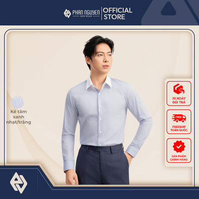 Áo sơ mi kẻ nam Phan Nguyễn, chất liệu cao cấp, mềm mại, thoáng mát, form slim fit SMD.1556