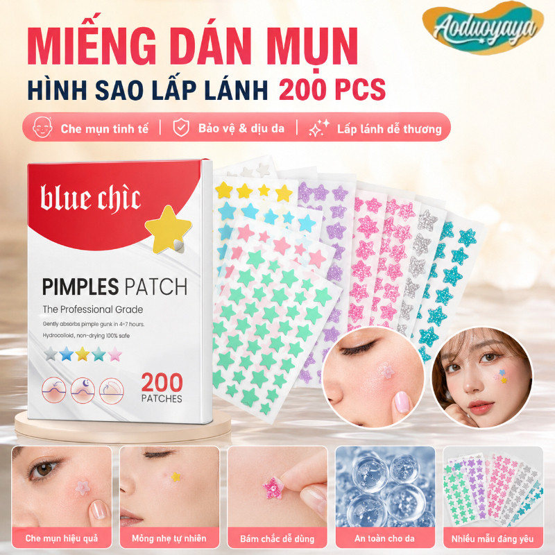 Miếng Dán Trị Mụn Dạng Hydrocolloid, Hình Ngôi Sao Dễ Thương, Hút Dịch Nhanh, Thích Hợp Dùng Ban Ngày Và Ban đêm