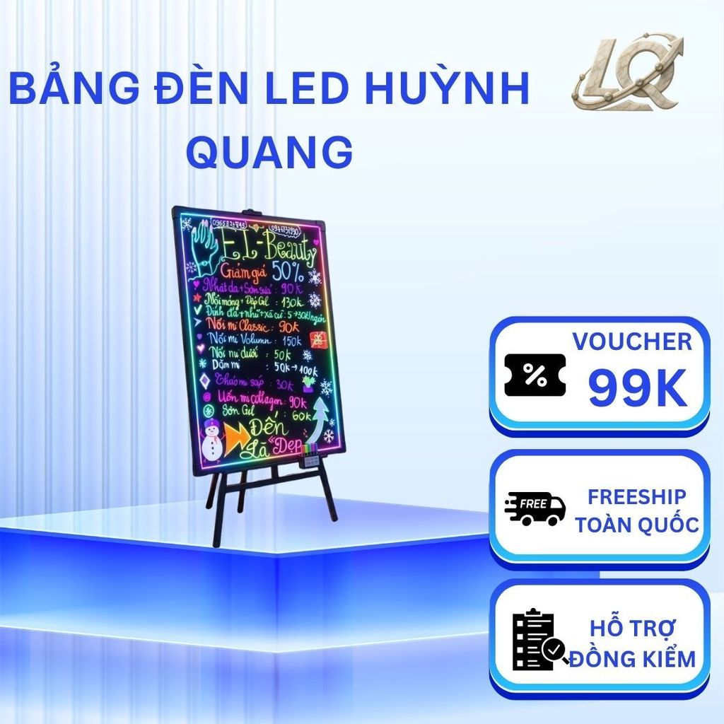 LQ- Bảng LED huỳnh quang,  Biển led dạ quang viết tay Ghi Menu - Tặng bút dạ, Phấn màu + Full phụ ki