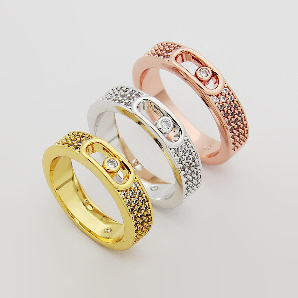 OCGE Full diamond sliding ring, diamond jewelry ring, single diamond semi-sliding women's ring