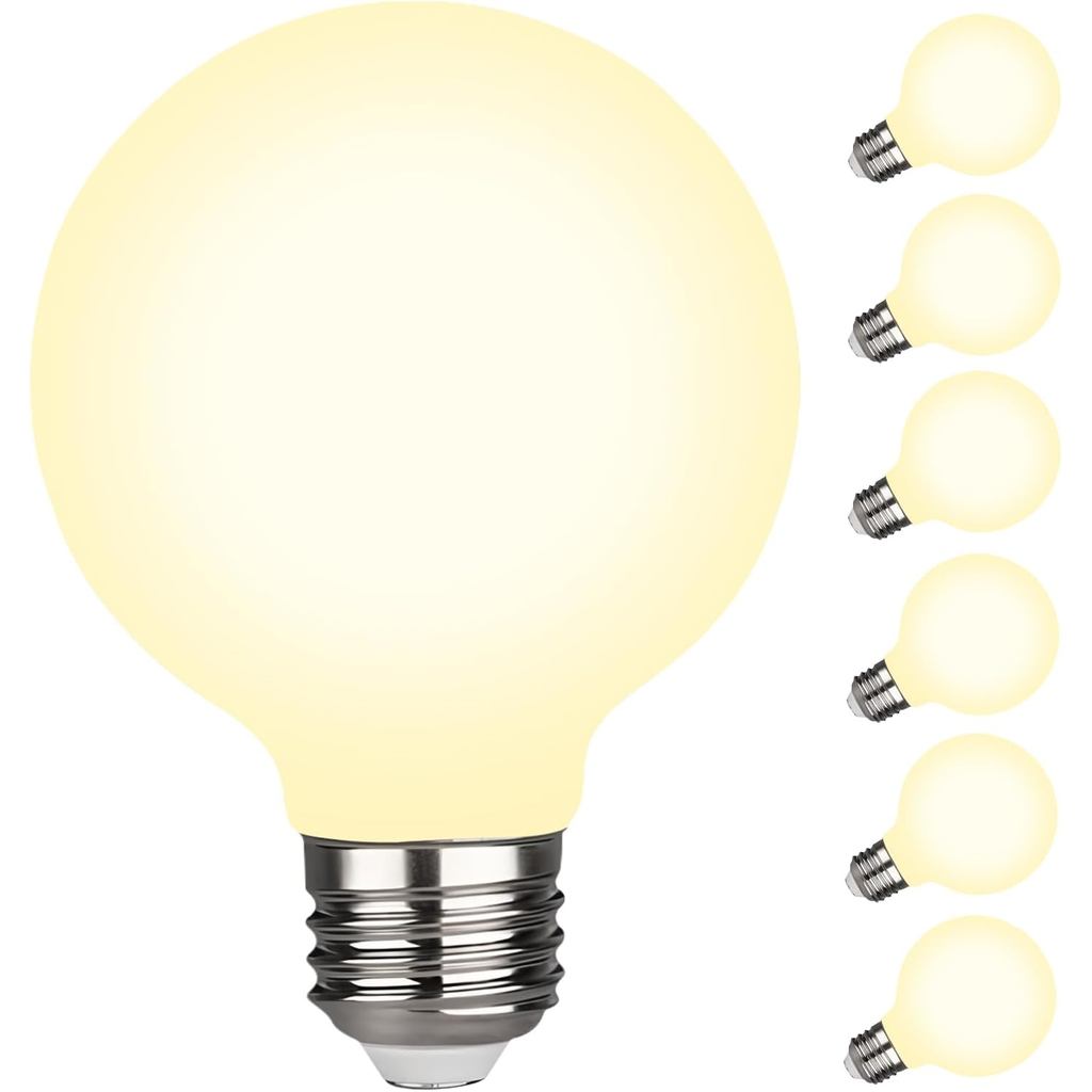 Bóng đèn quả cầu G80 / G25 Tương đương 60 Watt, Jacqueny 6 CÁI G25 E26 6W Matt White Công suất cao 2