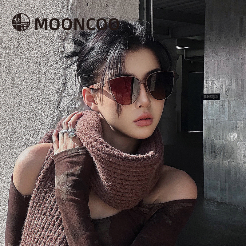 RI7J MOONCOO 2024New UV-protective nylon polarized sunglasses with large frames, slimming effect for
