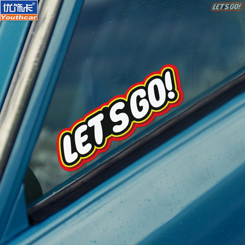 Văn bản sáng tạo độc đáo let 's go Xe điện Xe máy Nhãn dán hình tam giác phía sau Nhãn dán phản quan