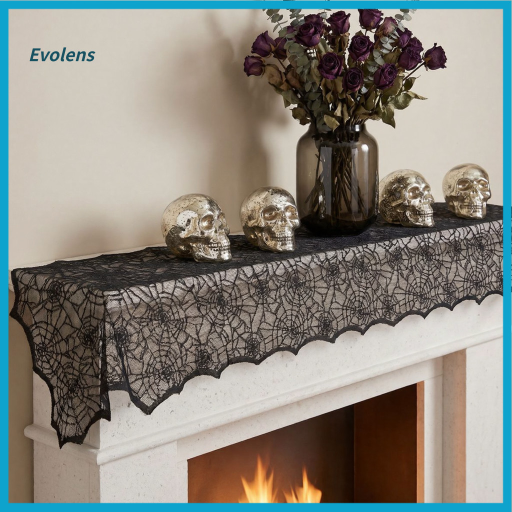Evolens Halloween Table Runner Vintage Ren Table Cover Halloween Ren Đen Nhện Web Table Runner 17.7x
