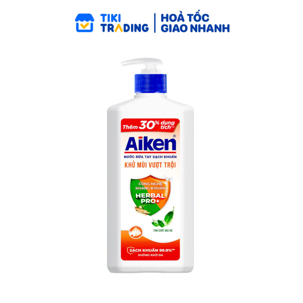 Nước rửa tay Aiken Sạch khuẩn Khử mùi 380g