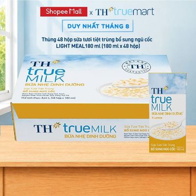 Thùng 48 hộp sữa tươi tiệt trùng TH true MILK LIGHT MEAL bổ sung ngũ cốc 180ml (48 hộp)