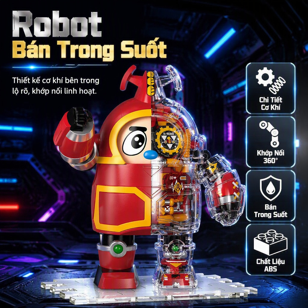 Trò chơi lắp ráp robot sắt Iron Boy Kabutaa Shark Chili 795 mảnh đồ chơi trẻ em giáo dục thông minh 