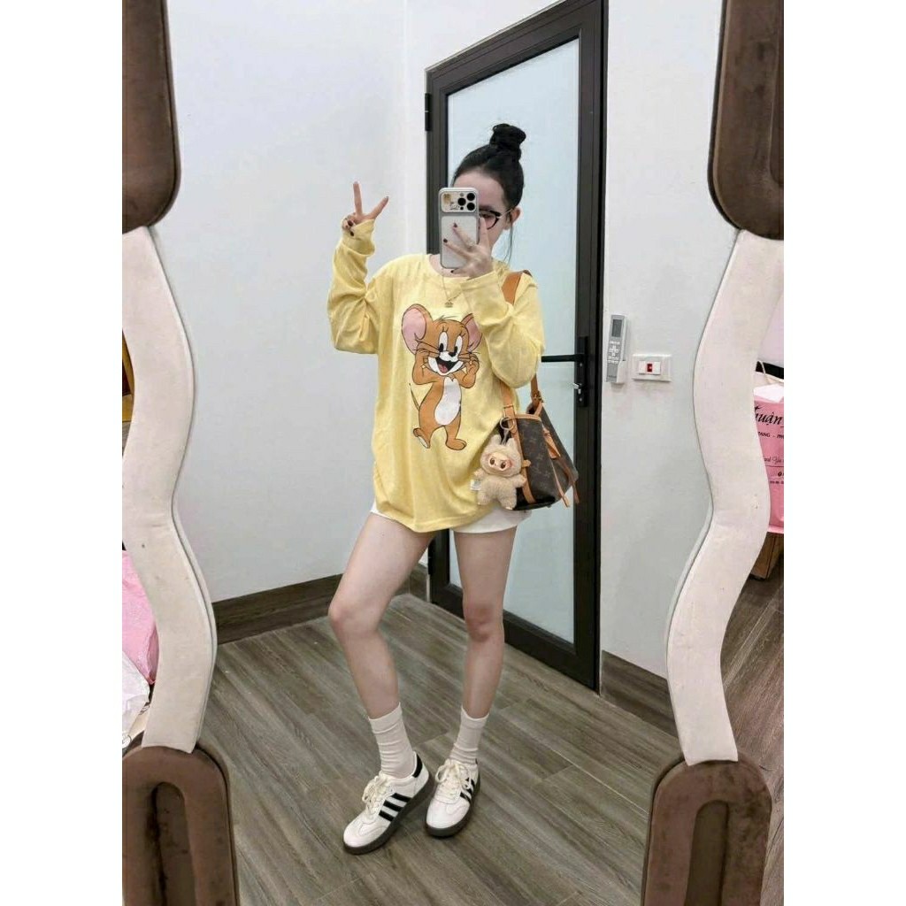 Áo thun giấy vàng chuột jery tay dài | Lương Su Shop