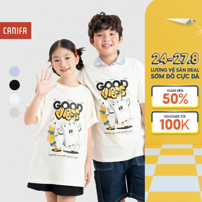 Áo phông unisex trẻ em CANIFA cổ tròn ngắn tay 3TS26S010
