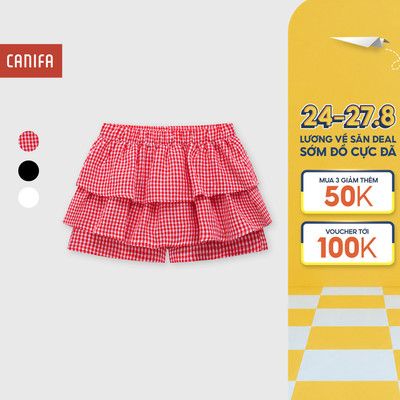 Quần short bé gái CANIFA quần giả váy bồng xòe nhiều tầng chất liệu cotton pha mềm mại 1BS26S002