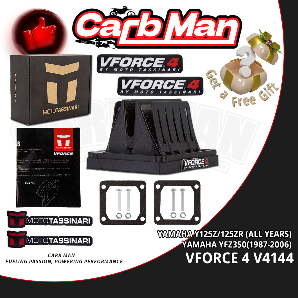 Lưỡi Gà Họng Hút VForce 4 V4144 Lá Carbon Uốn Sẵn Lỗ 58x48mm Dành cho Yamaha Yaz 125 125ZR RXZ 135 R