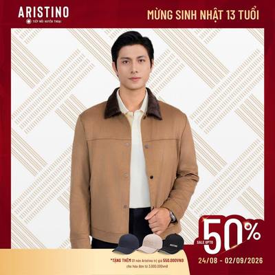 Áo Khoác hai Lớp da lộn phối cổ thời trang Nam Aristino Regular Fit AJK025BS0