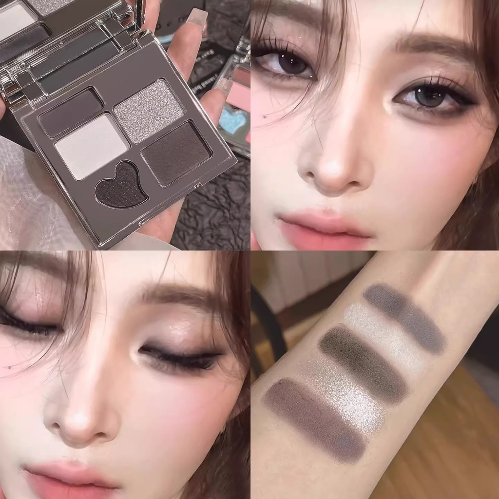 Đi kèm với cảm giác lạnh ~ Bảng phấn mắt năm màu JADED JADED Matte Smoky Trang điểm đen Trắng ngọc t