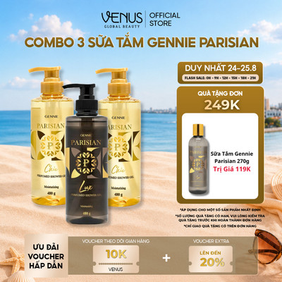 [LIVE ĐỘC QUYỀN] [MUA LÀ CÓ QUÀ] Combo 03 Sữa Tắm Nước hoa Nữ Gennie Parisian 480ml Hương Thơm Sang Trọng, Quyến Rũ