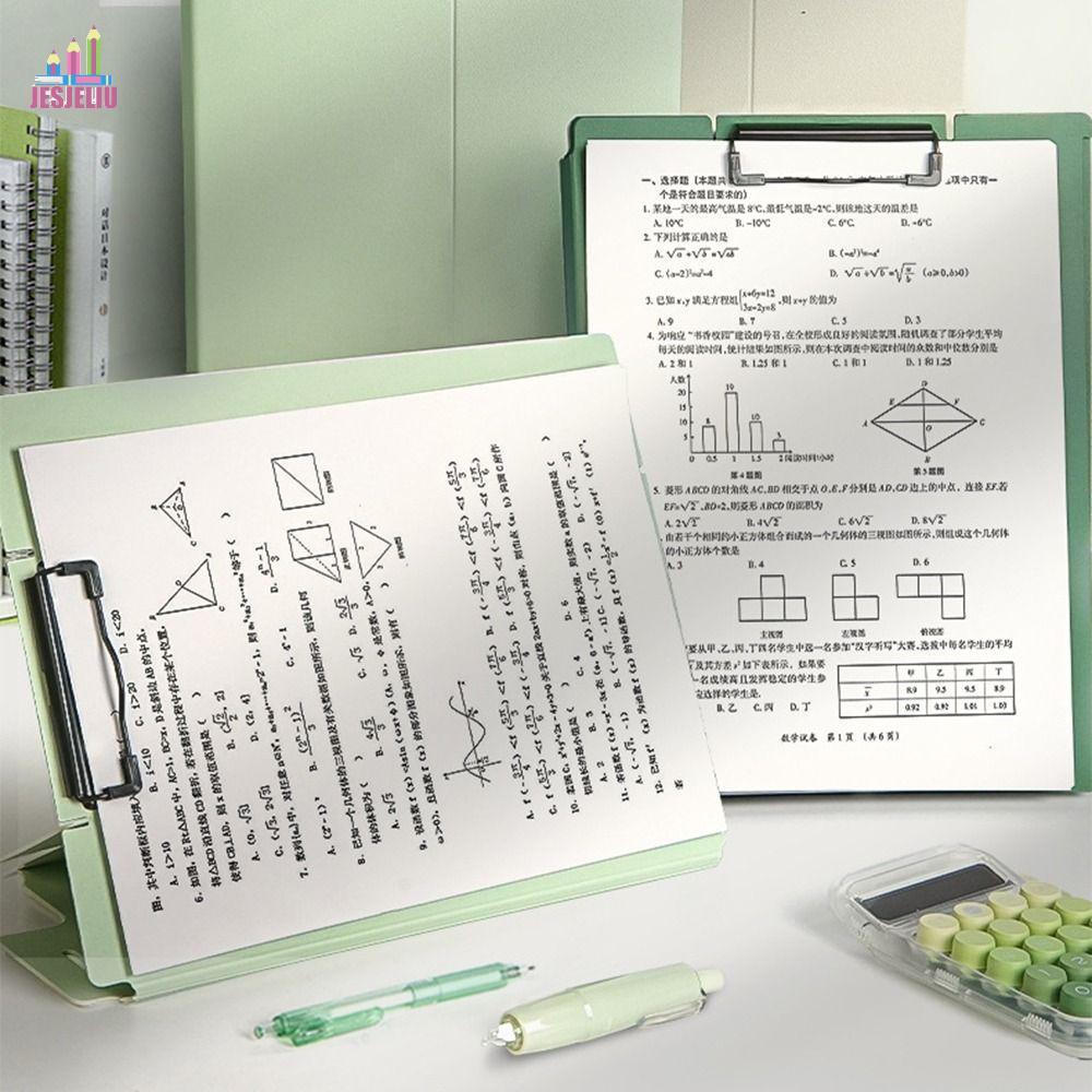 JESJELIU Stand File Folder, Folding Writing Pad A4 Board Clip Folder, Business Portable Document Cli