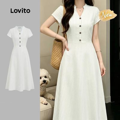 (New Arrival) Lovito Đầm phong cách thường ngày màu mơ dành cho nữ mùa xuân/hè L200AD014
