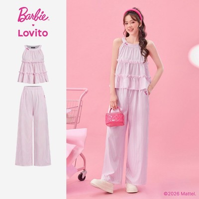 Barbie™ X Lovito Áo Phong cách thường ngày hoặc Quần Túi Họa Tiết Mùa Xuân/Hè Áo hoặc Quần cho Nữ PSBL2PAD031