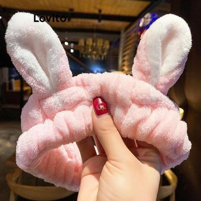 Lovito Phong cách thường ngày Băng Đô Dễ Thương Hoạt Hình Rửa Mặt Băng Đô Thỏ Tai Trang Điểm Băng Đô Cho Nữ LFA23375