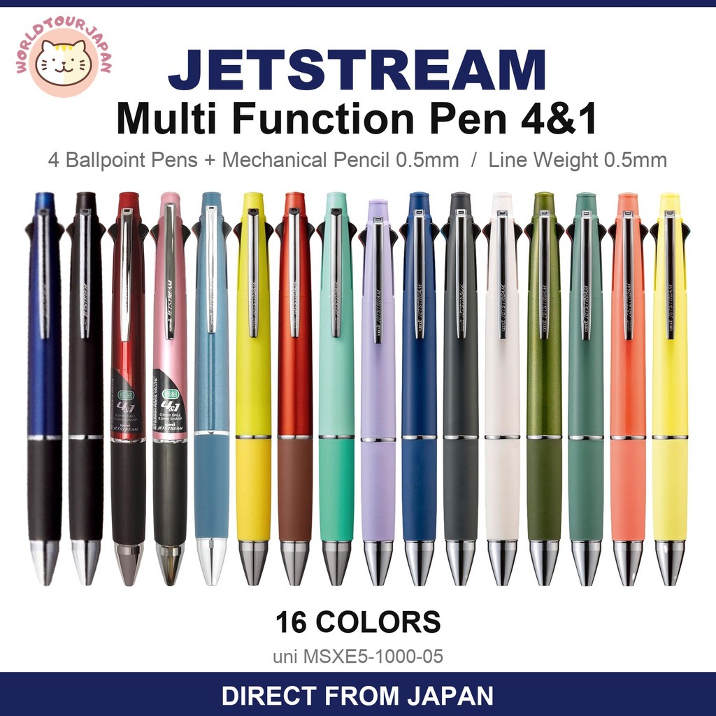 MITSUBISHI PENCIL / JETSTREAM / Multi Functional 4&1 Pen / 4 Permanent Ink Ballpoint Pens and 1 Mech