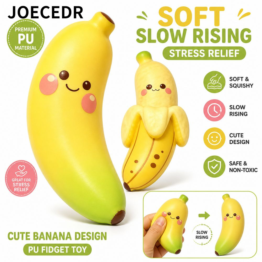 Đồ chơi bóp chuối mô phỏng JOCEDR, Đồ chơi Fidget ép trái cây mềm PU, Hình quả chuối bóc vỏ sáng tạo