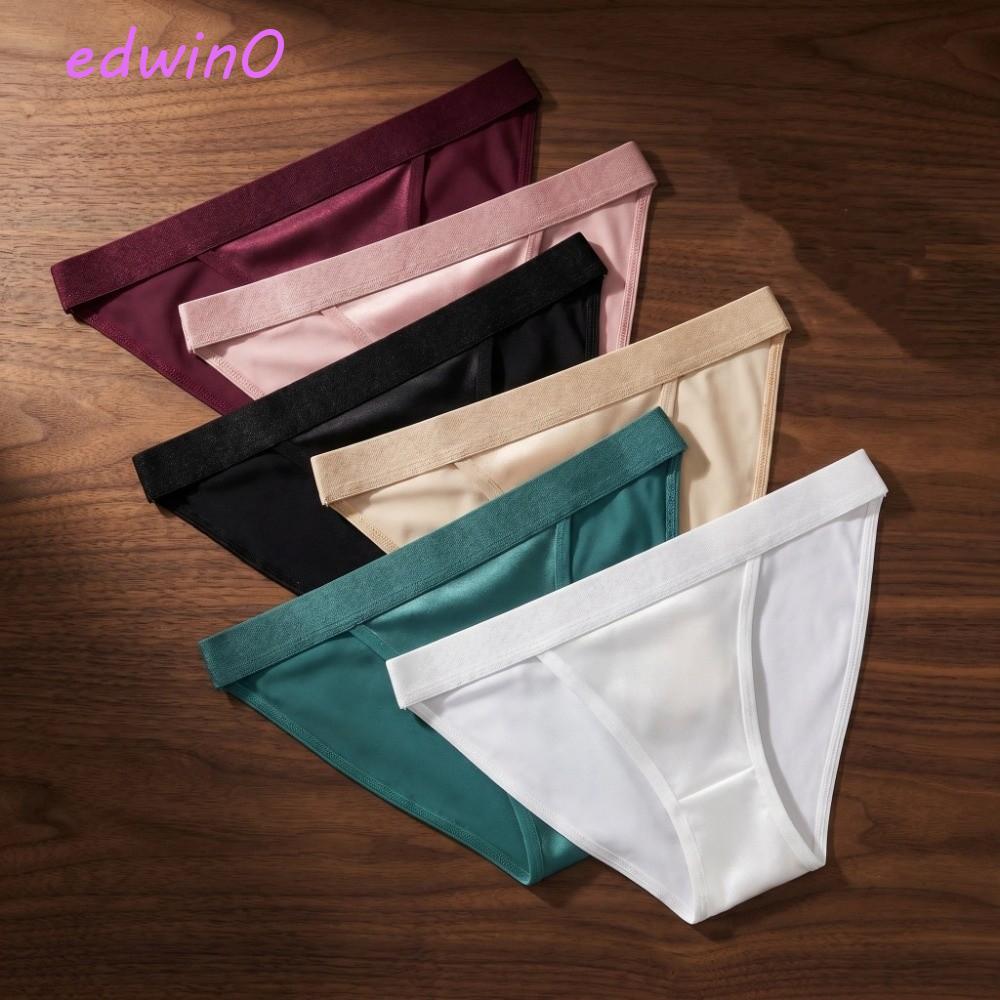 Quần lót lụa Satin EDWIN, Quần lót lụa băng màu trơn eo thấp, Quần lót liền mạch thoải mái Quần lót 
