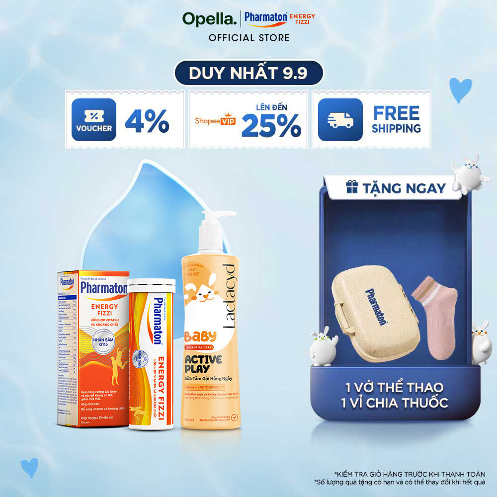 Bộ 1 Sữa Tắm Gội Hằng Ngày Cho Bé Lactacyd Baby Active Play 500ml + 1 Thực phẩm bảo vệ sức khỏe Phar