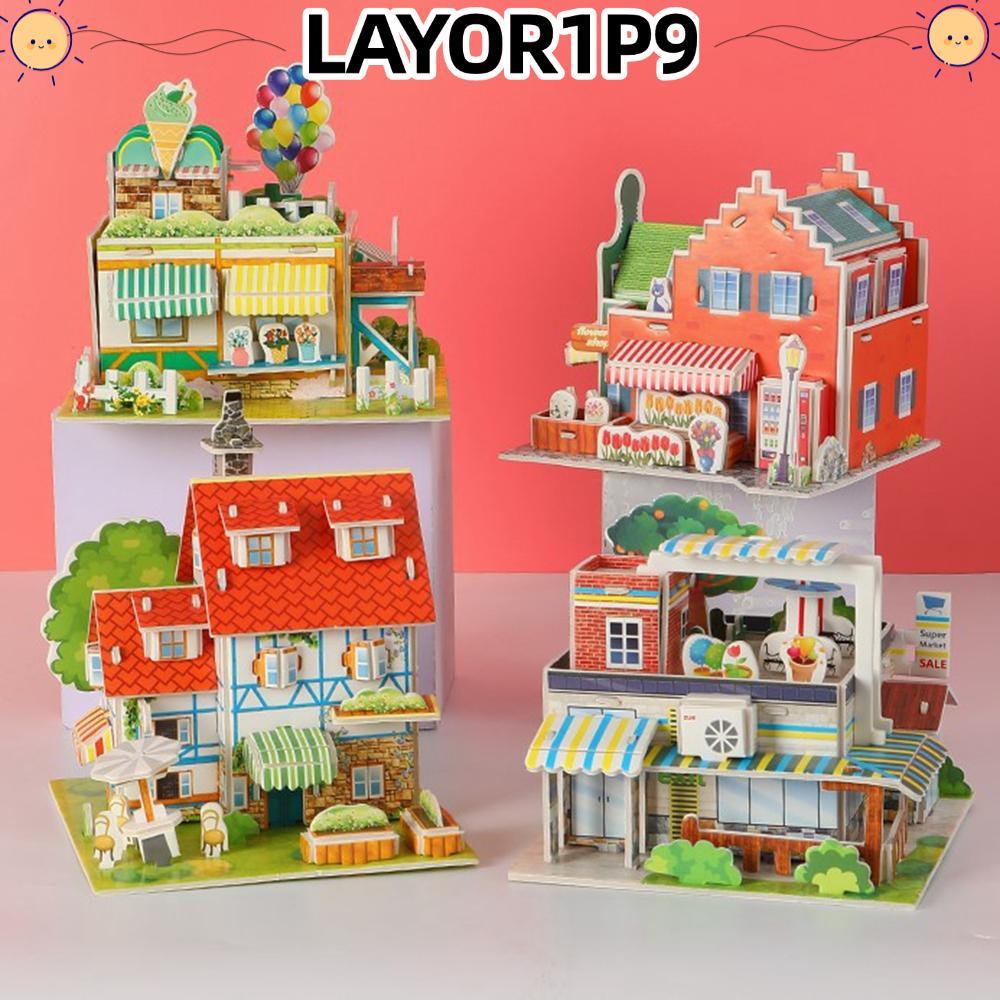Câu đố mô hình nhà LAYOR1P9, Câu đố ghép hình giáo dục sớm, Đồ chơi trẻ em Giấy mô hình câu đố vui n