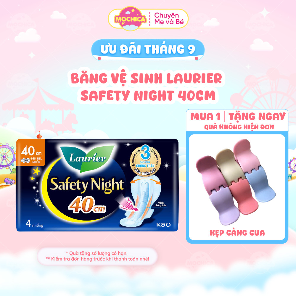 Băng vệ sinh Laurier Safety Night Đêm Siêu An Toàn 40cm 4 miếng-Mochica