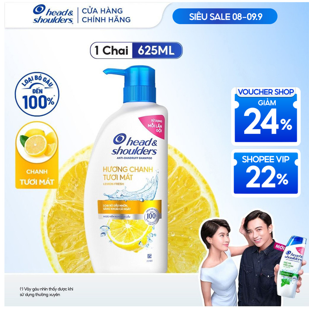 Dầu Gội Head & Shoulders Hương ChanH HEAD & SHOULDERS sảng Khoái 625ml + Tặng Kem Xả Pantene/Dầu Xả 