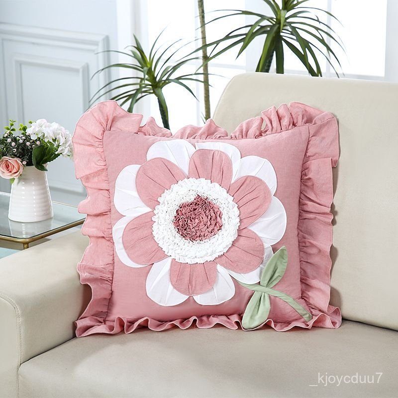 Vỏ gối tựa lưng hoa 50x50 phòng khách sofa xe hơi văn phòng cao cấp