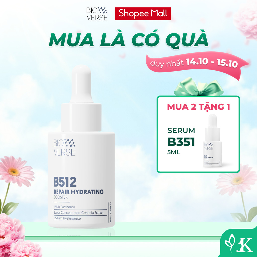 Serum dưỡng ẩm phục hồi Bioverse B512 Repair Hydrating Booster làm dịu cho da căng bóng 30ml