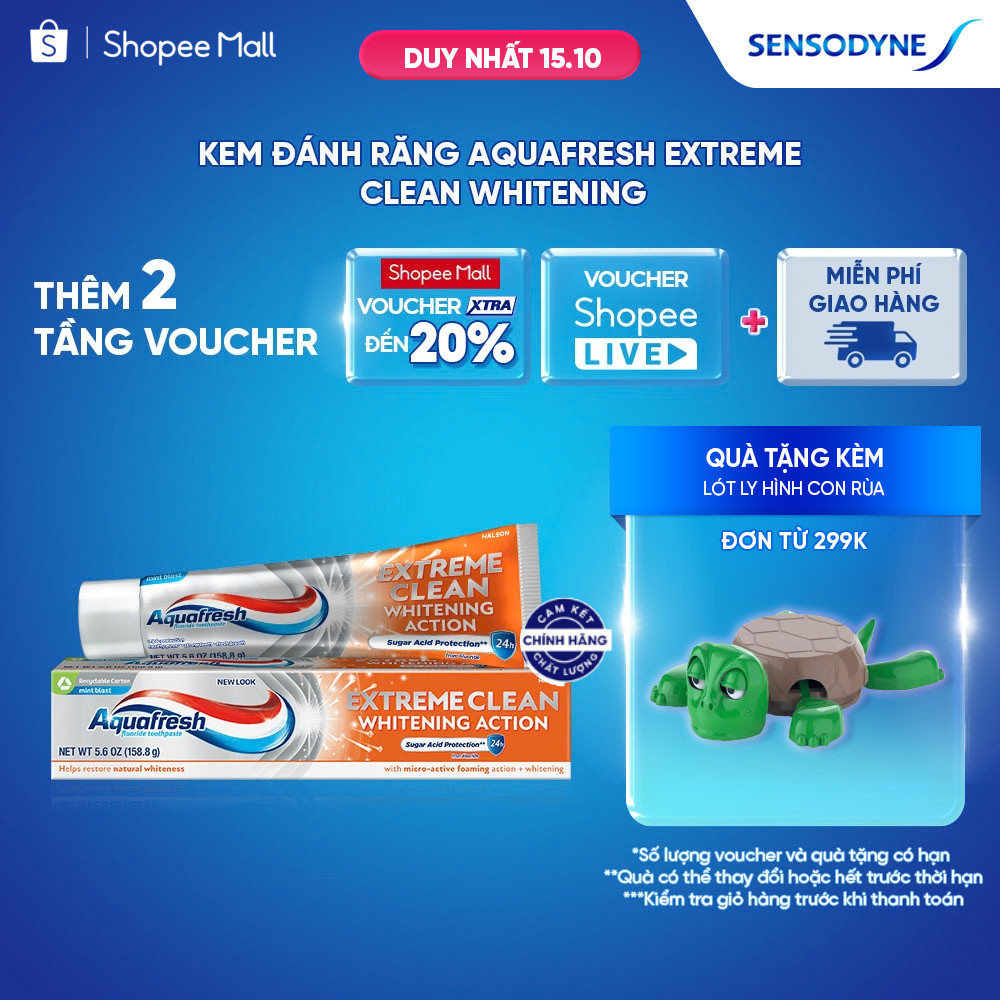 Kem đánh răng Aquafresh Extreme Clean Whitening Action 158.8 gr