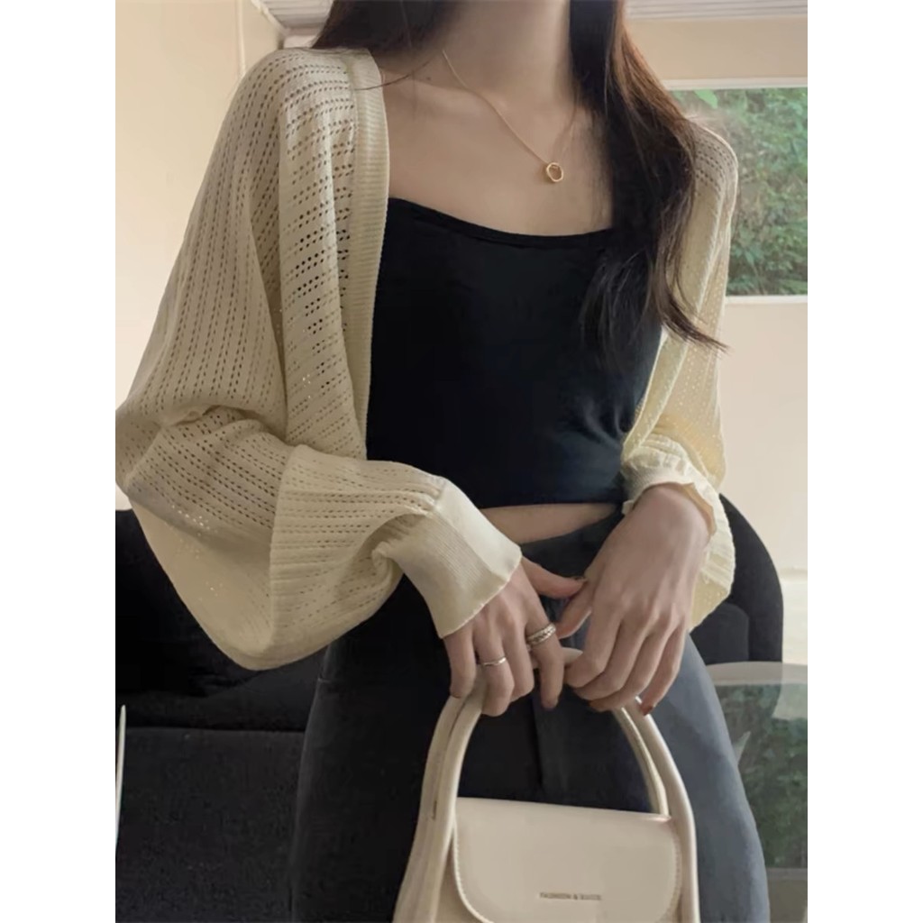 Kiểu dáng Channel - Áo Cardigan Nữ Dệt Kim Chống Nắng Mỏng, Thời Trang Xuân Hè