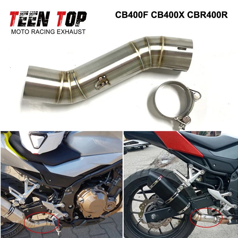 Bên Xe Máy Ống Xả Giữa Cho Xe Honda CB400F CB400X CBR400R Giữa Liên Kết Ống 51 Mm Thoát Moto Giữa Kế
