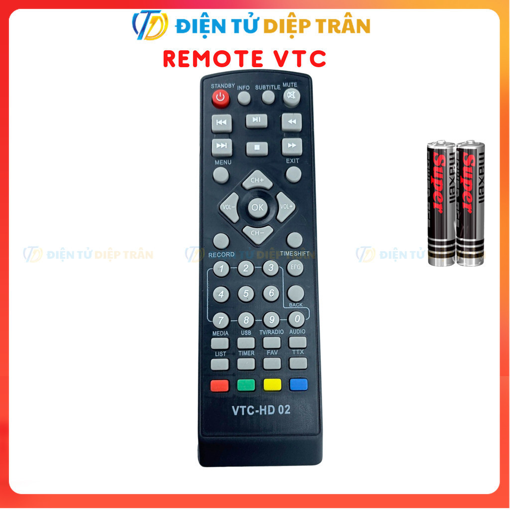 Remote điều khiển đầu KTS mặt đất VTC HD02, điều khiển tivi truyền hình vệ tinh VTC T205 - TT.Store