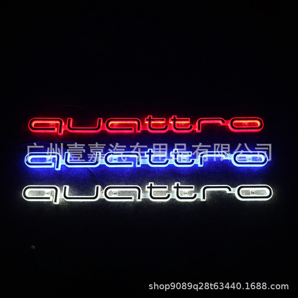 Thích hợp cho Audi quattro Lưới Trước Xe Logo Đèn LED Logo A3 A4 Sửa Đổi Quattro Lưới Logo Xe Hơi