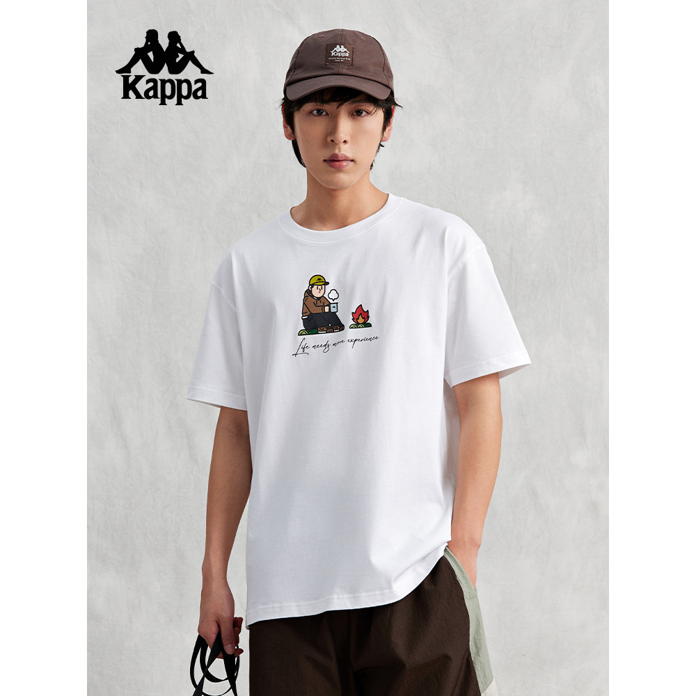 Kappa Áo Thun Nam Cổ Tròn Tay Ngắn, 100% Bông