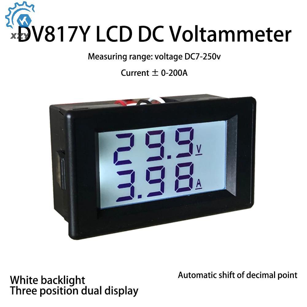 DC 7-250V 1A 5A 50A 100A 200A Vôn kế kỹ thuật số Ampe kế hiển thị kép Máy dò điện áp hiện tại Bảng đ